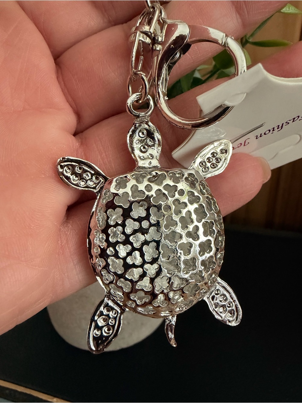 Sparkling Turtle Keychain, Purse Charm:Green, Pink, or Teal with Silver CHOOSE 1 - Picture 3 of 4